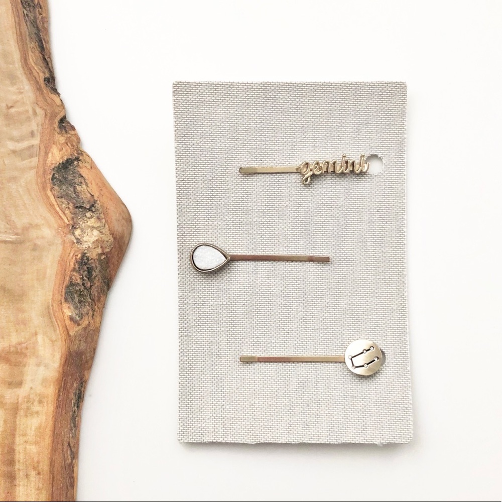 Anthropologie gold Gemini zodiac bobby pins